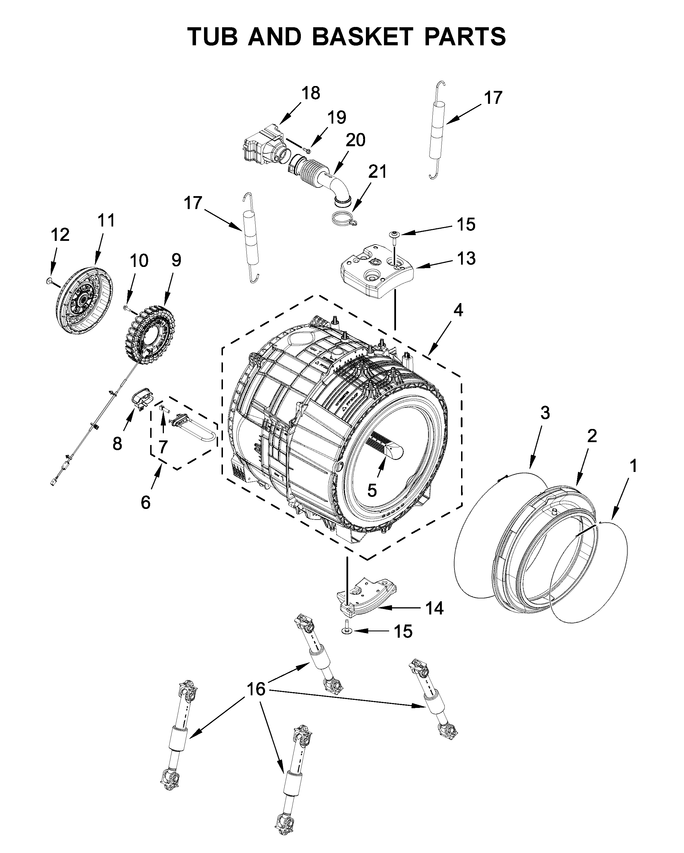 Tub and basket parts