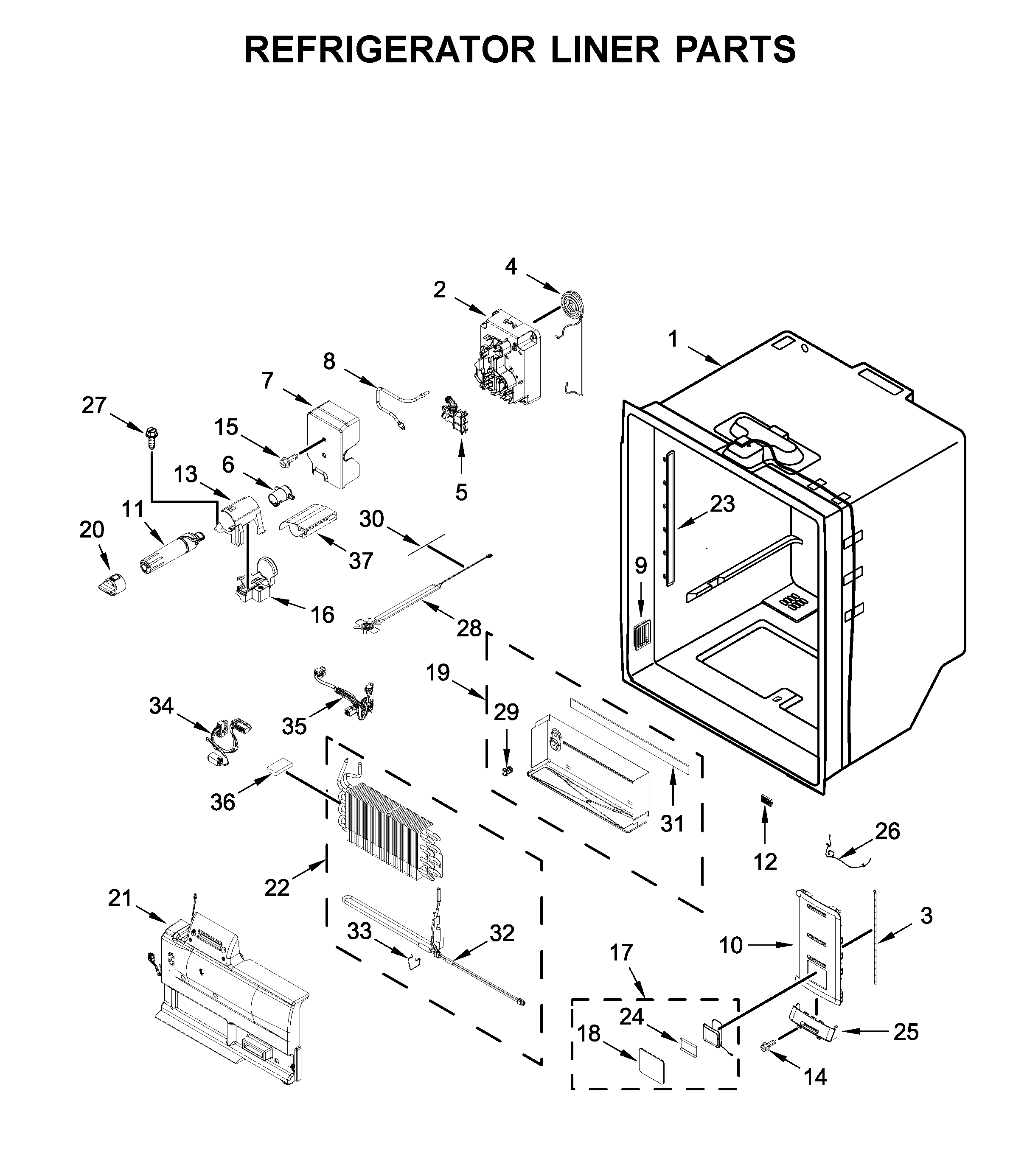 Refrigerator liner parts