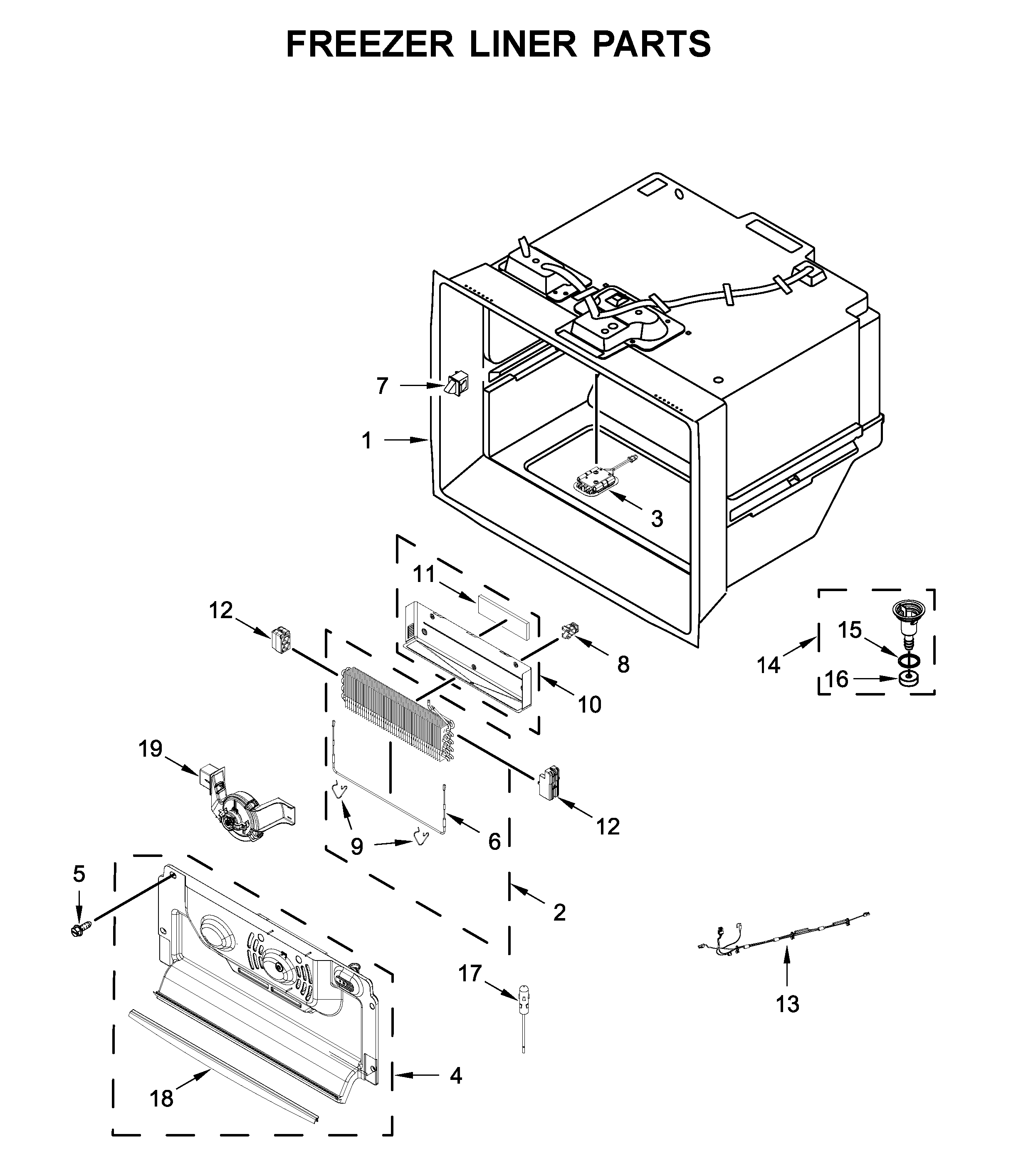Freezer liner parts