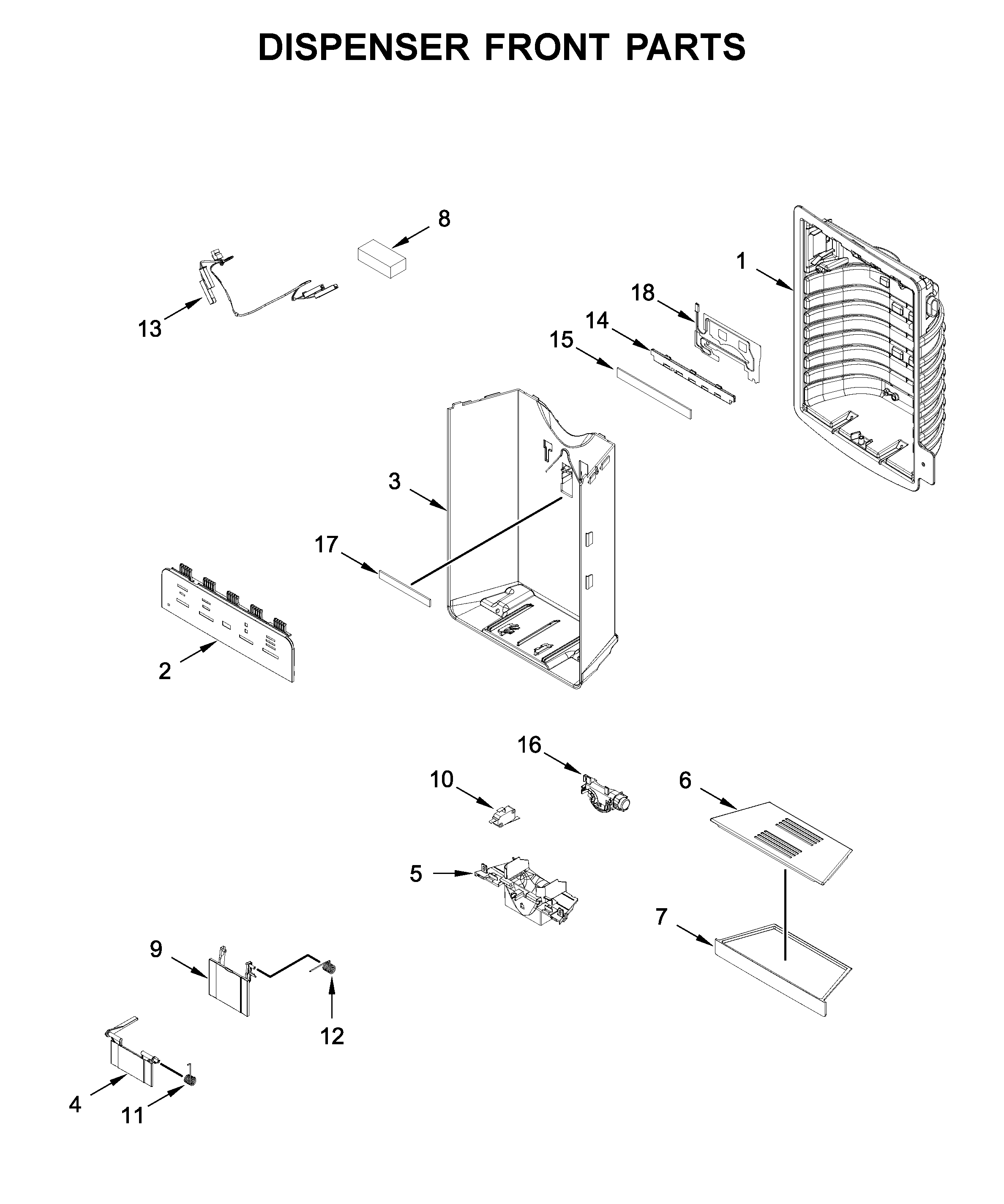 Dispenser front parts