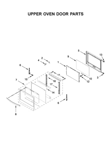 Upper oven door parts