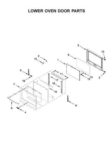 Lower oven door parts