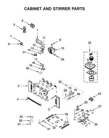 Cabinet and stirrer parts
