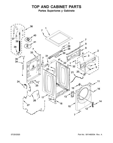 Top and cabinet parts