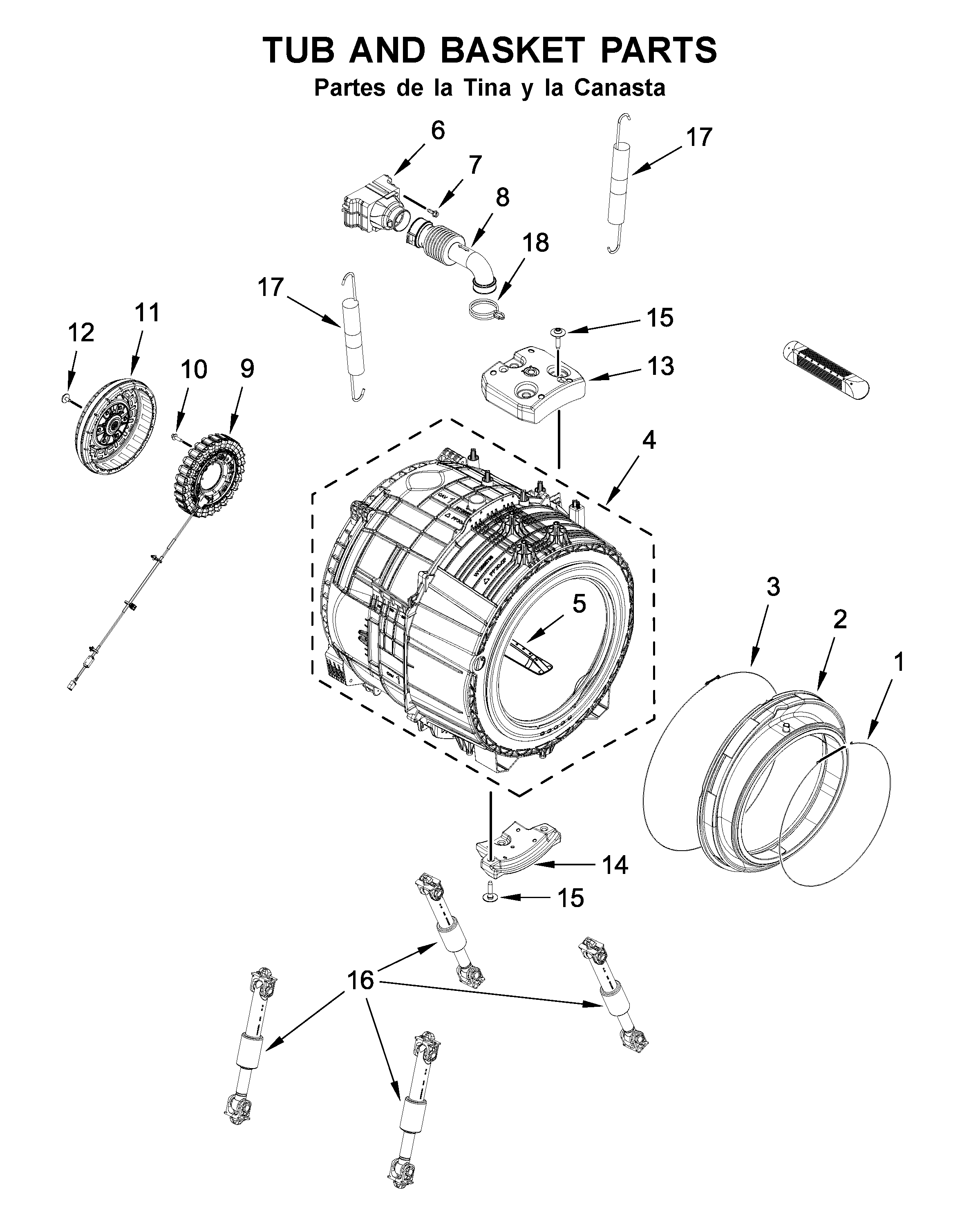 Tub and basket parts