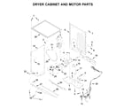 Whirlpool WET4027HW1 dryer cabinet and motor parts diagram