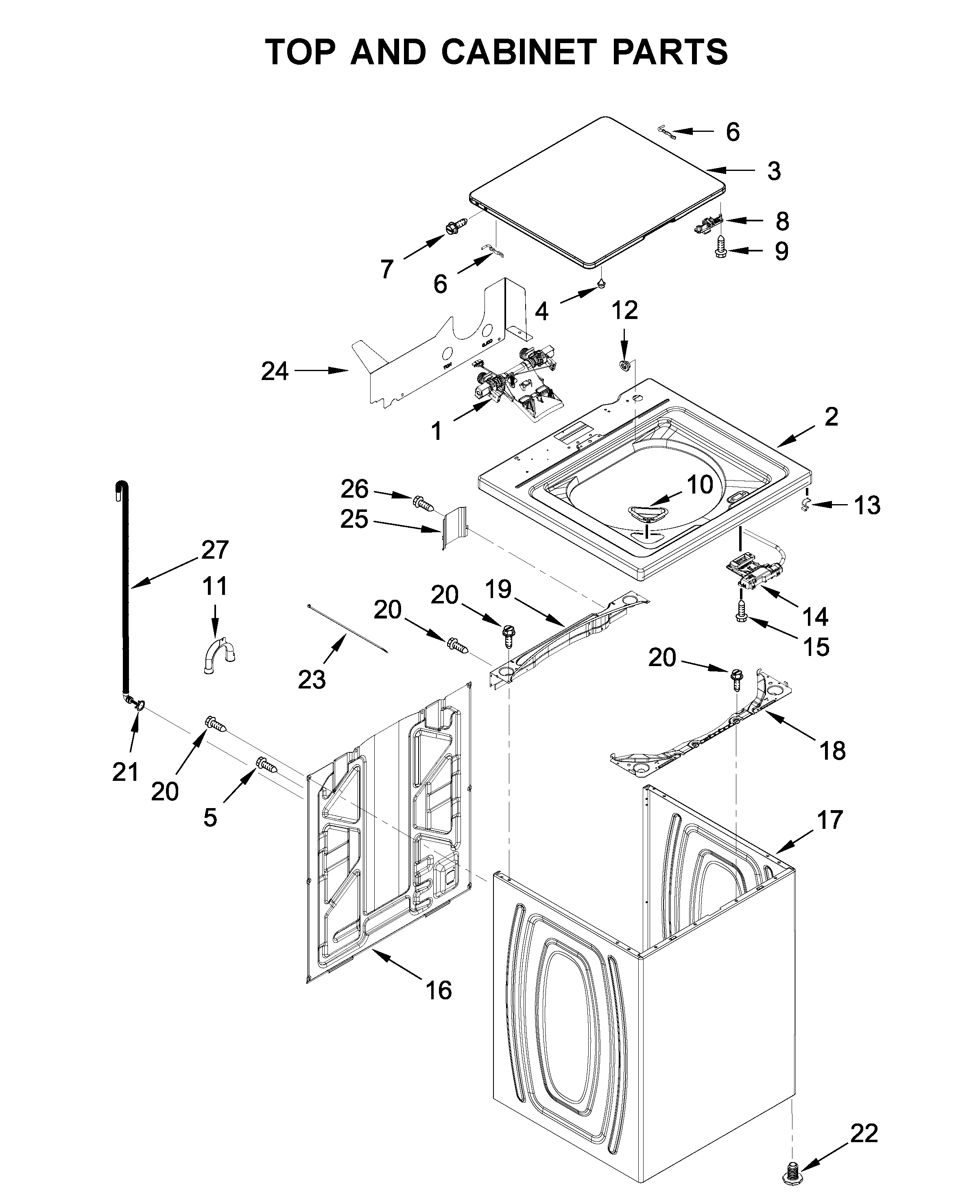 Top and cabinet parts