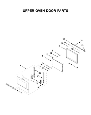 Upper oven door parts