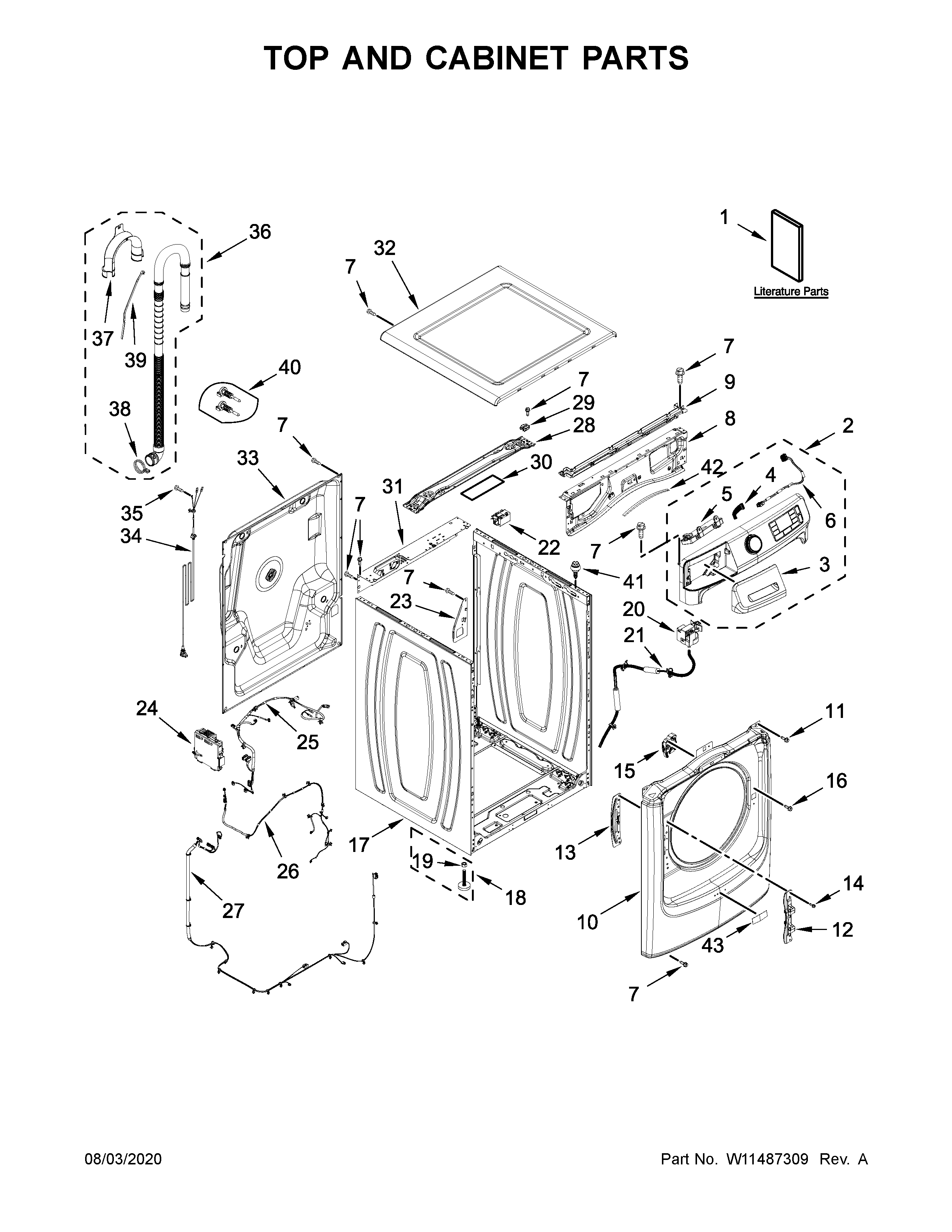 Top and cabinet parts