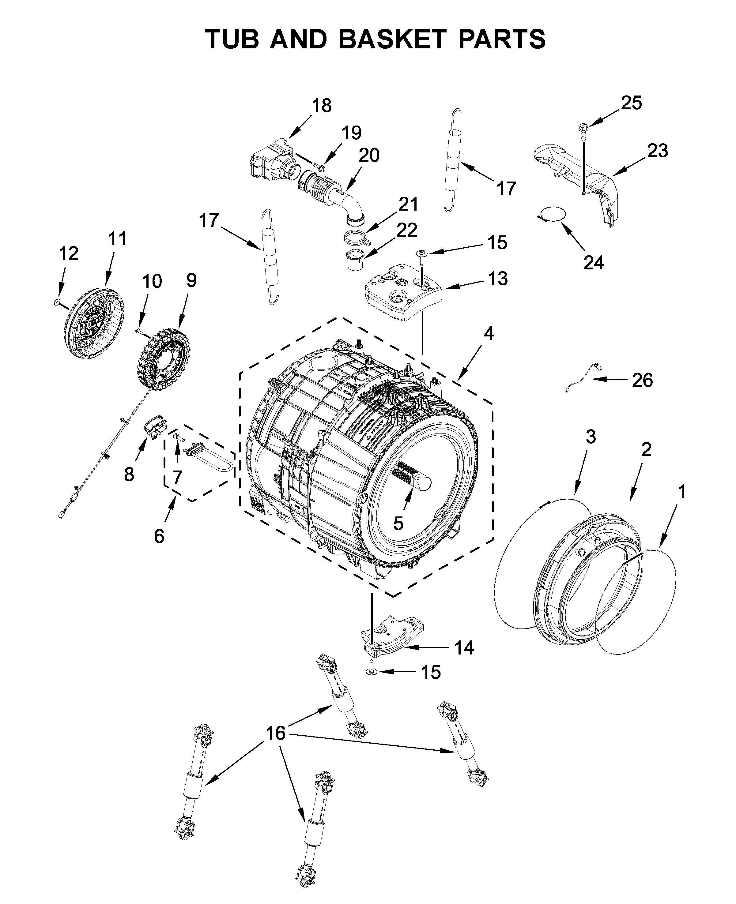 Tub and basket parts
