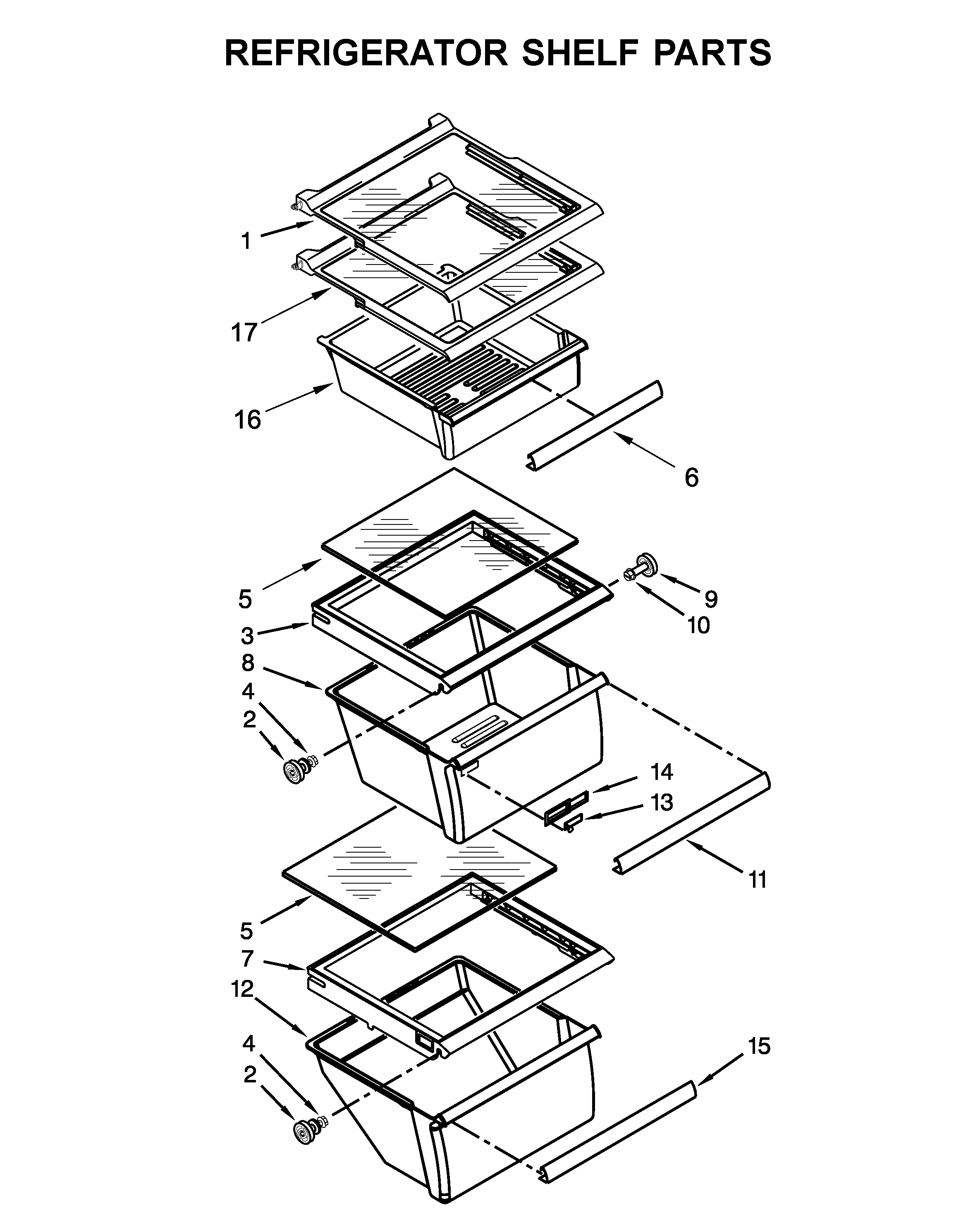 Refrigerator shelf parts