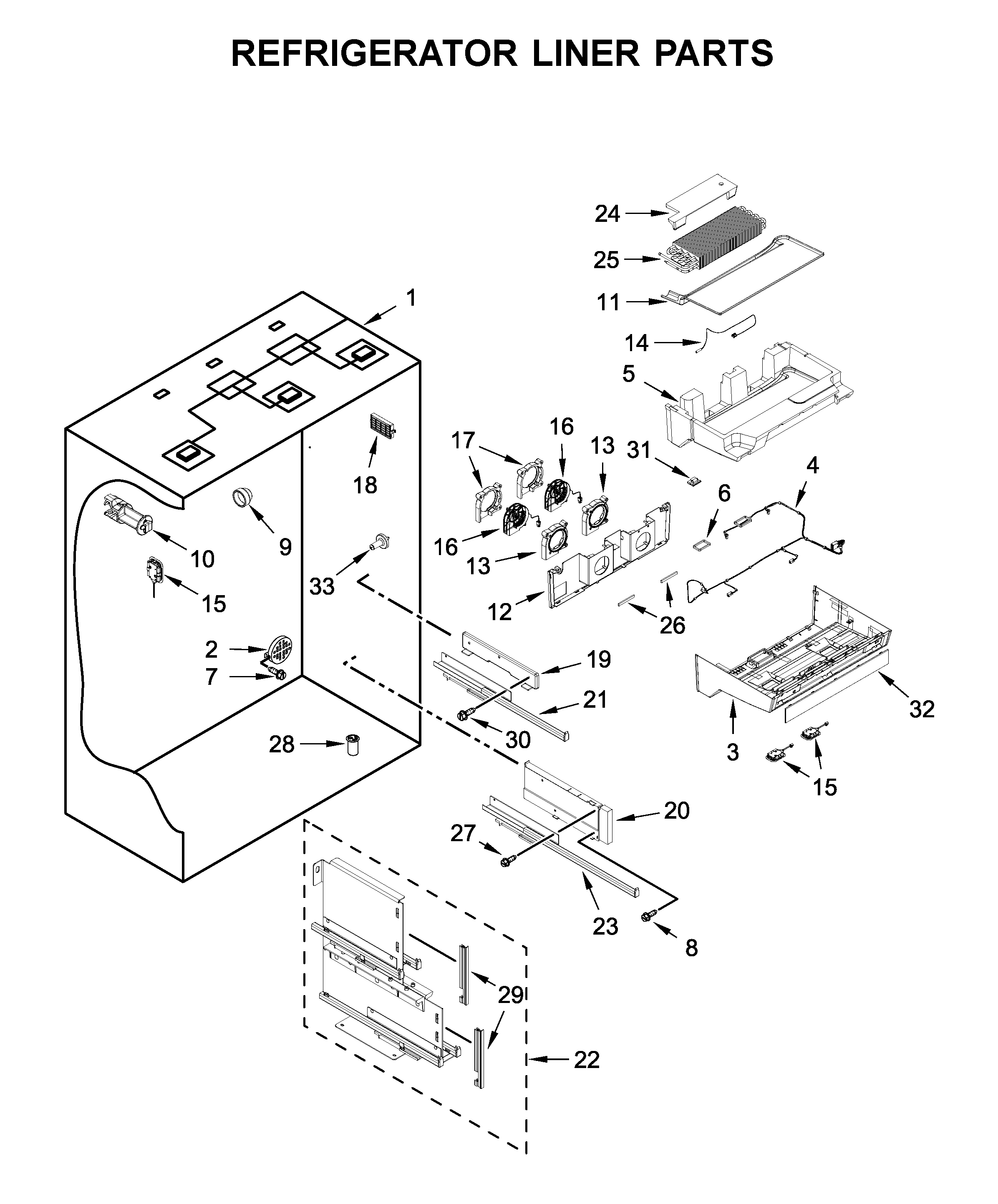 Refrigerator liner parts