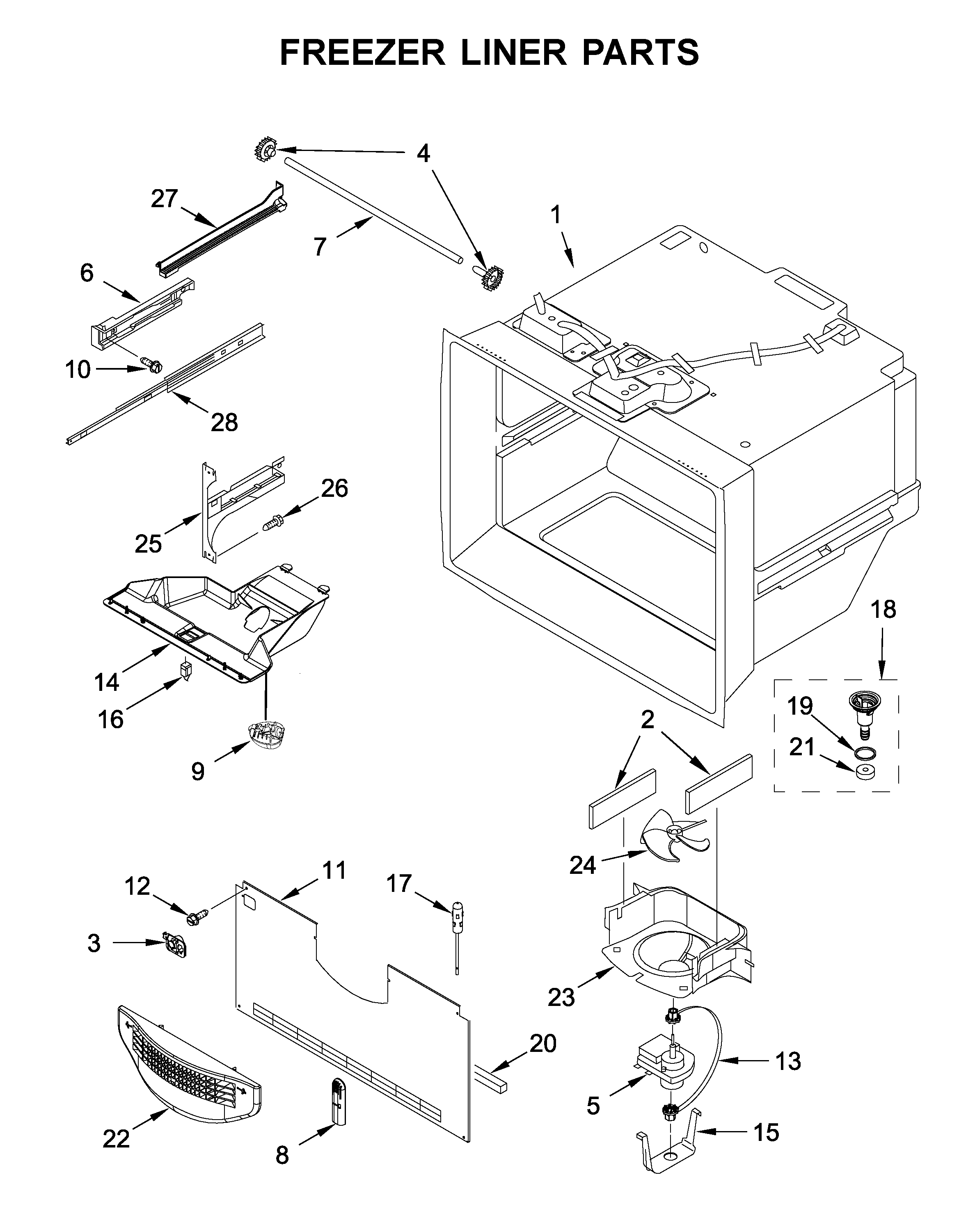Freezer liner parts