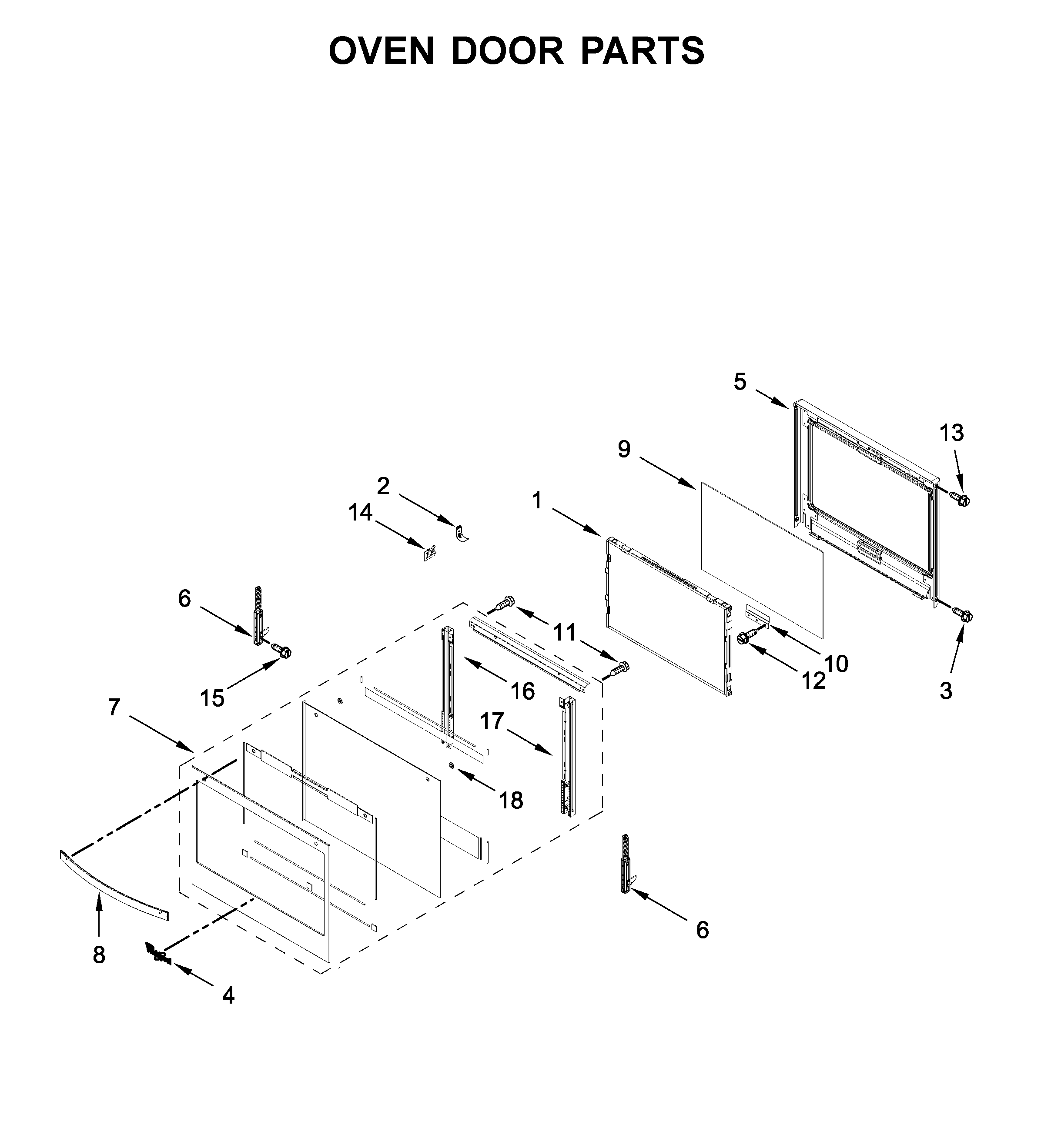 Oven door parts