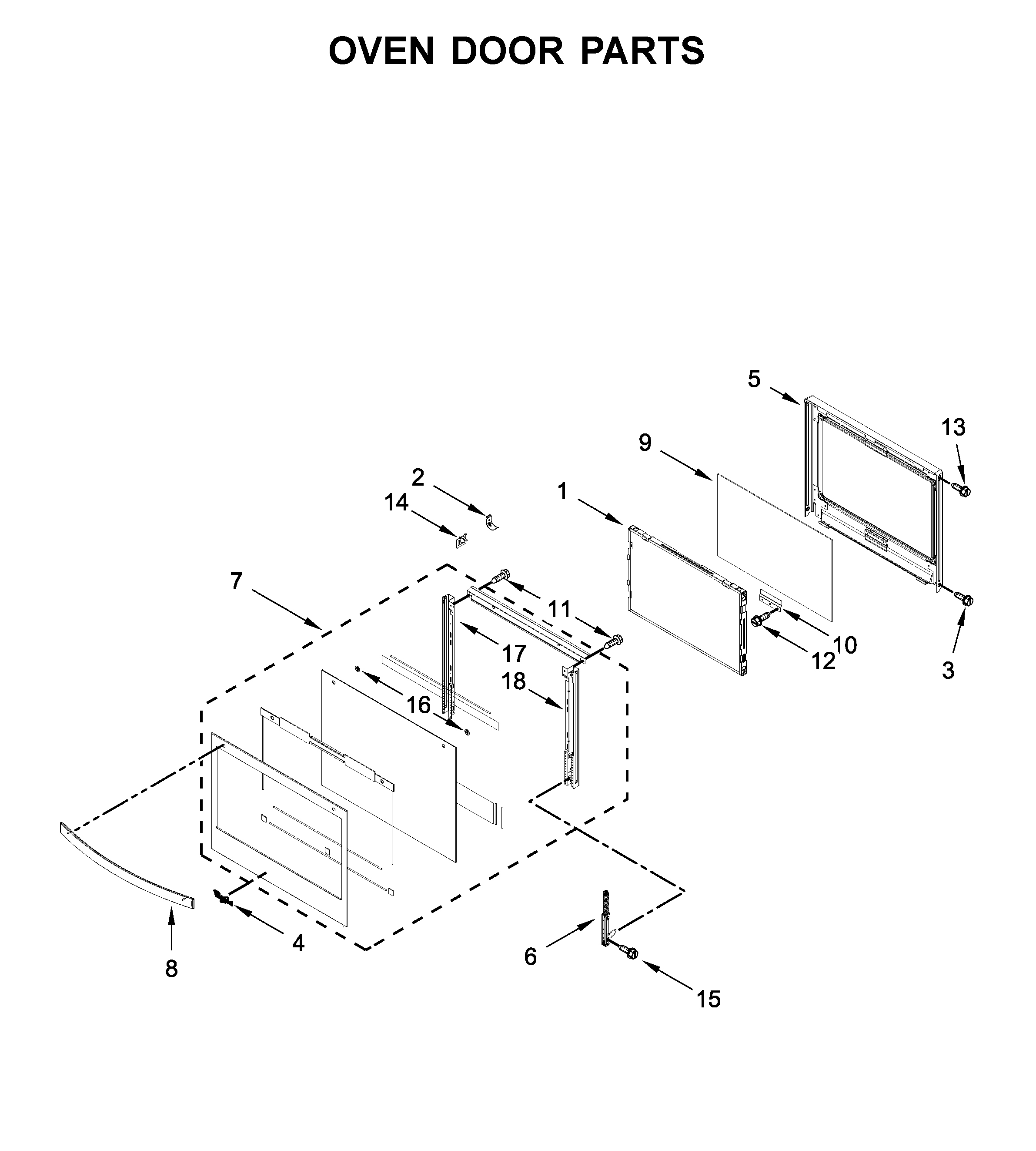 Oven door parts