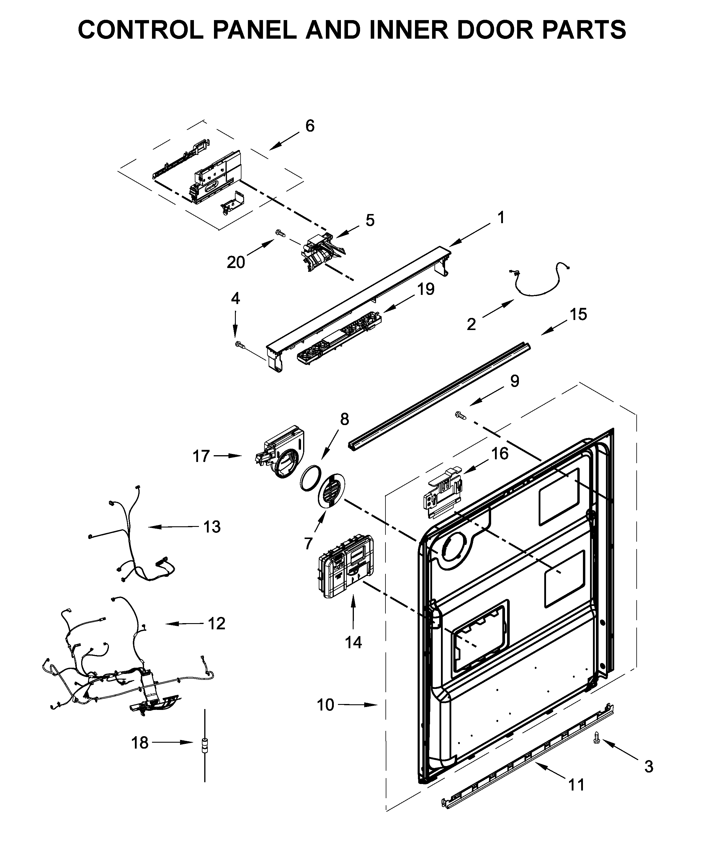 CONTROL PANEL AND INNER DOOR PARTS