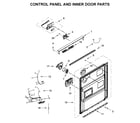 Whirlpool WDTA50SAKW0 control panel and inner door parts diagram
