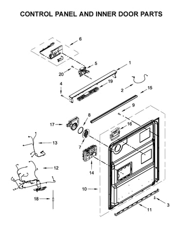 Control panel and inner door parts