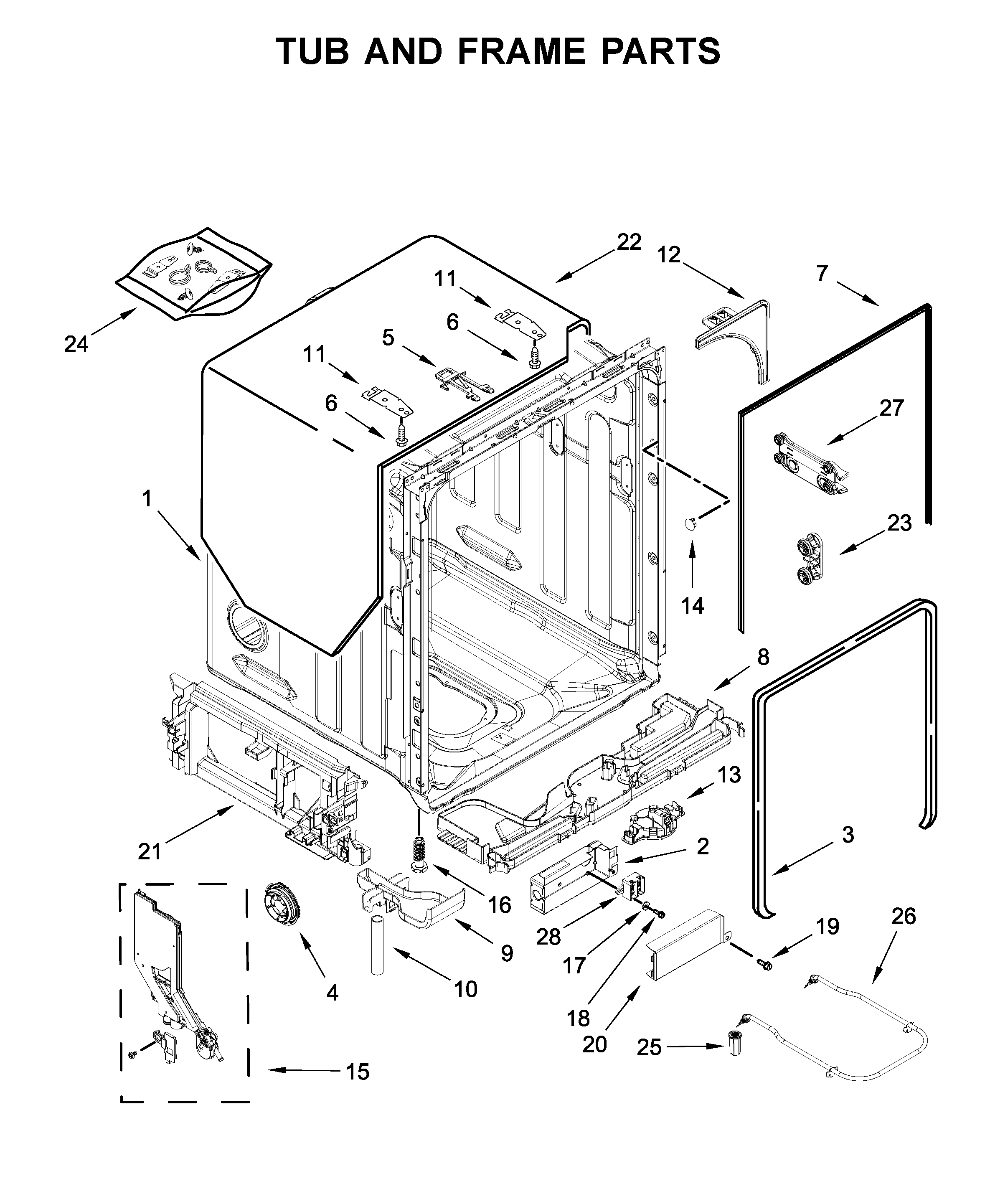 TUB AND FRAME PARTS