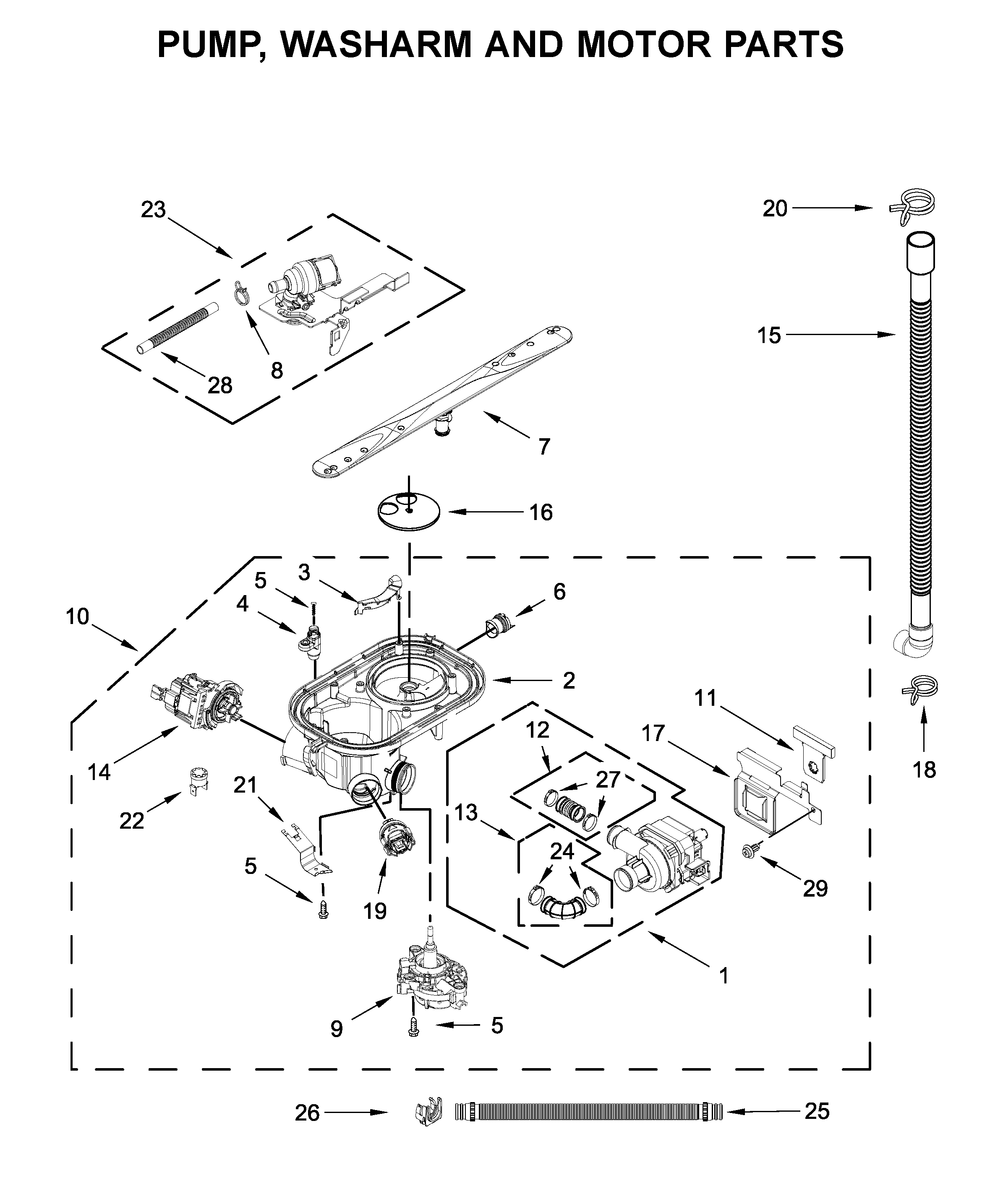 PUMP, WASHARM AND MOTOR PARTS