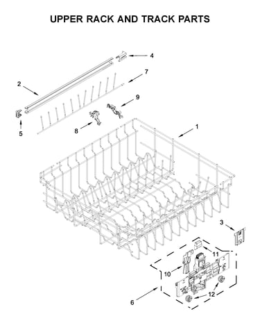 Upper rack and track parts