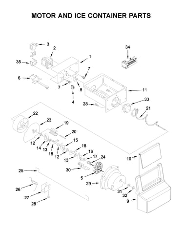 Motor and ice container parts
