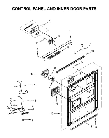 Control panel and inner door parts