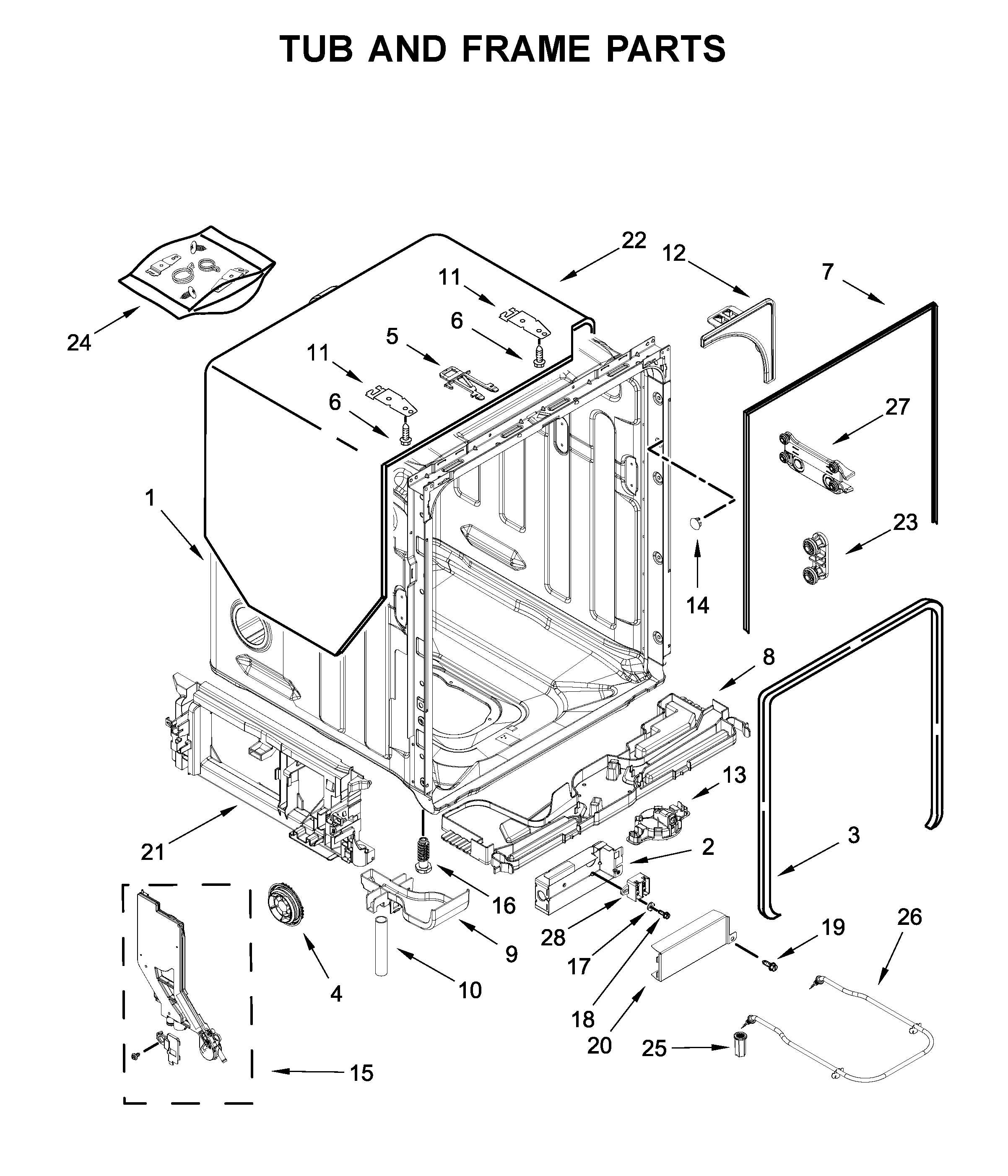 Tub and frame parts