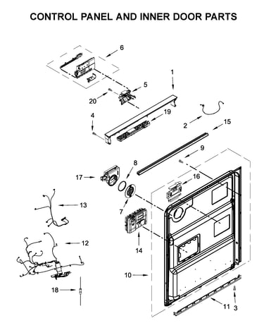 Control panel and inner door parts