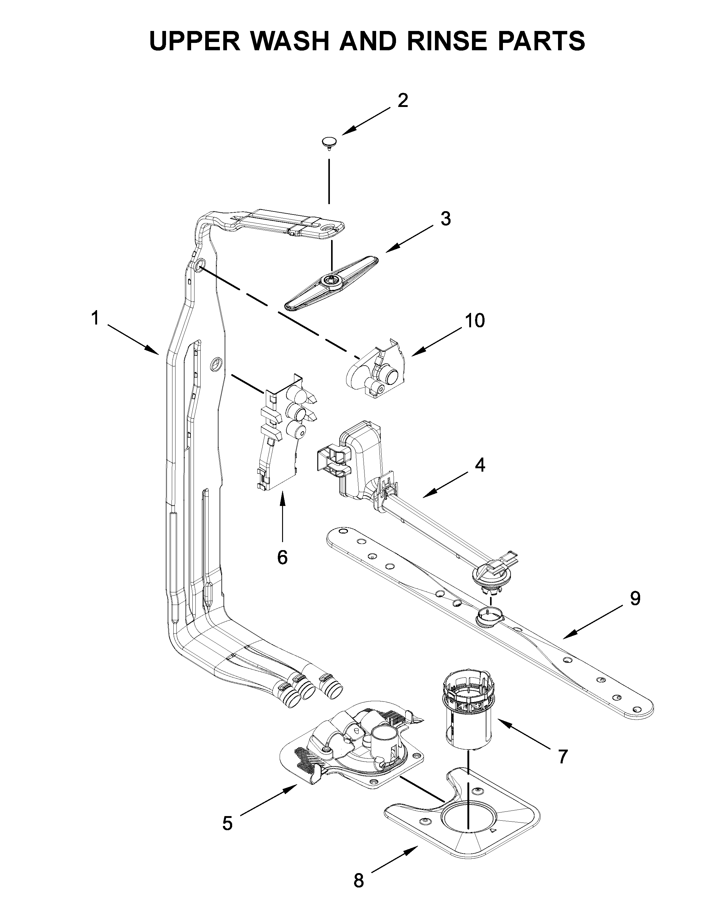 Upper wash and rinse parts