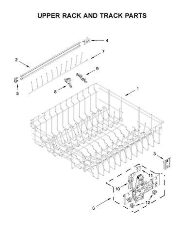 Upper rack and track parts