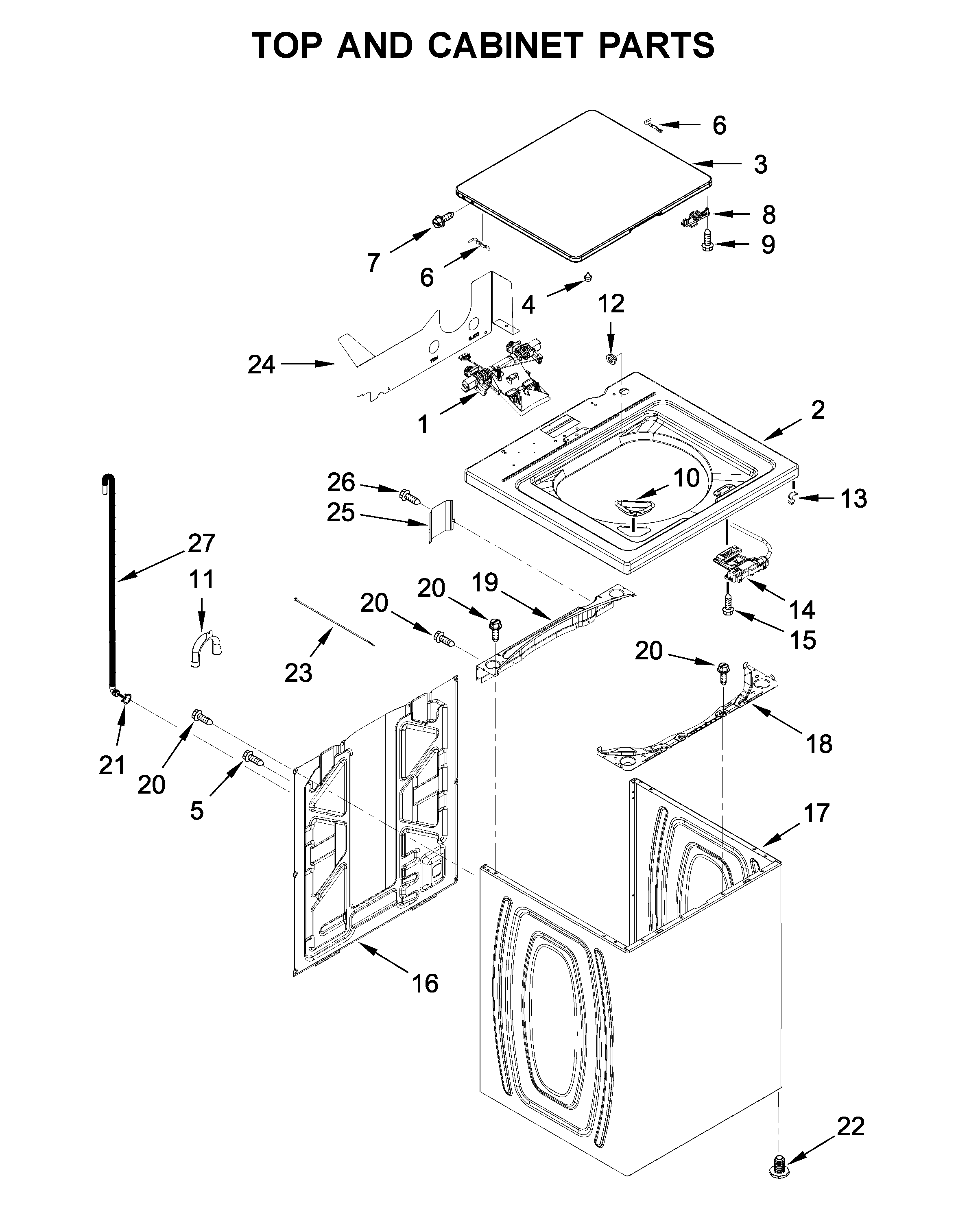 Top and cabinet parts