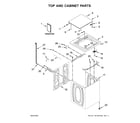 Whirlpool 8TWTW4955JW0 top and cabinet parts diagram