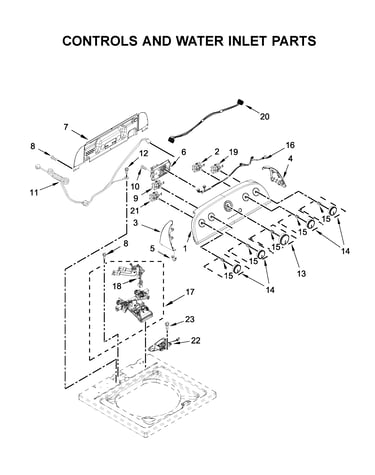 Controls and water inlet parts