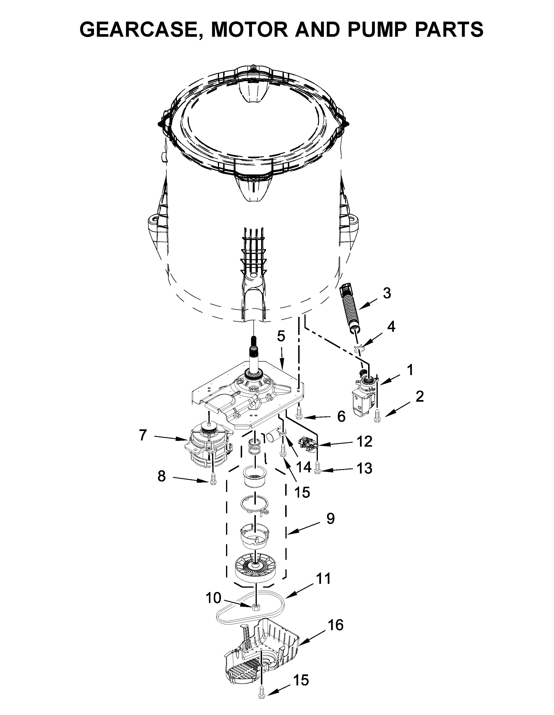 Gearcase, motor and pump parts