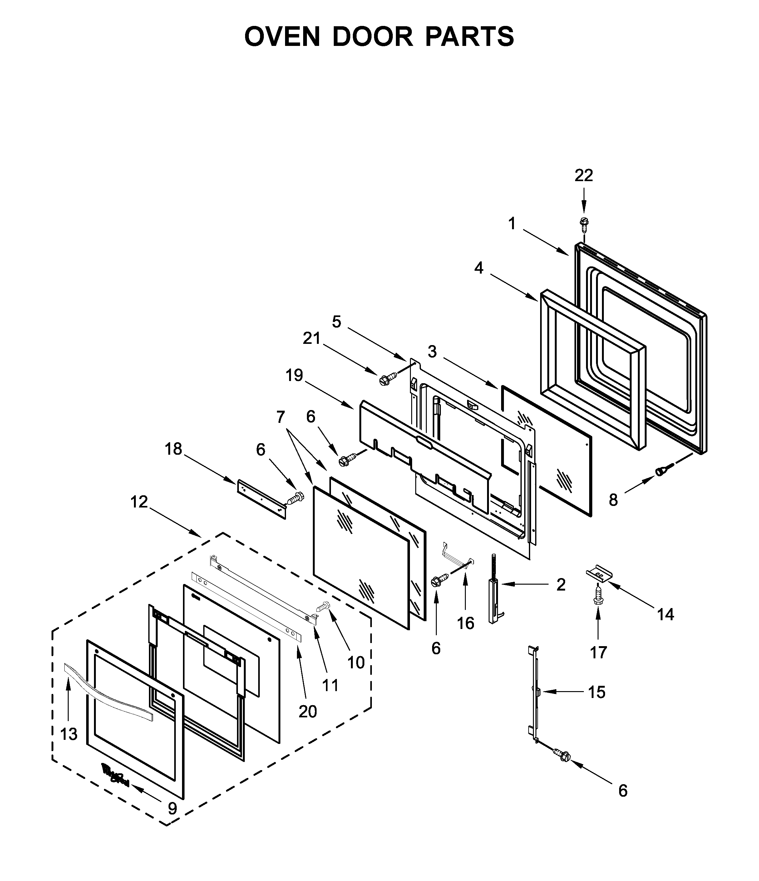 Oven door parts