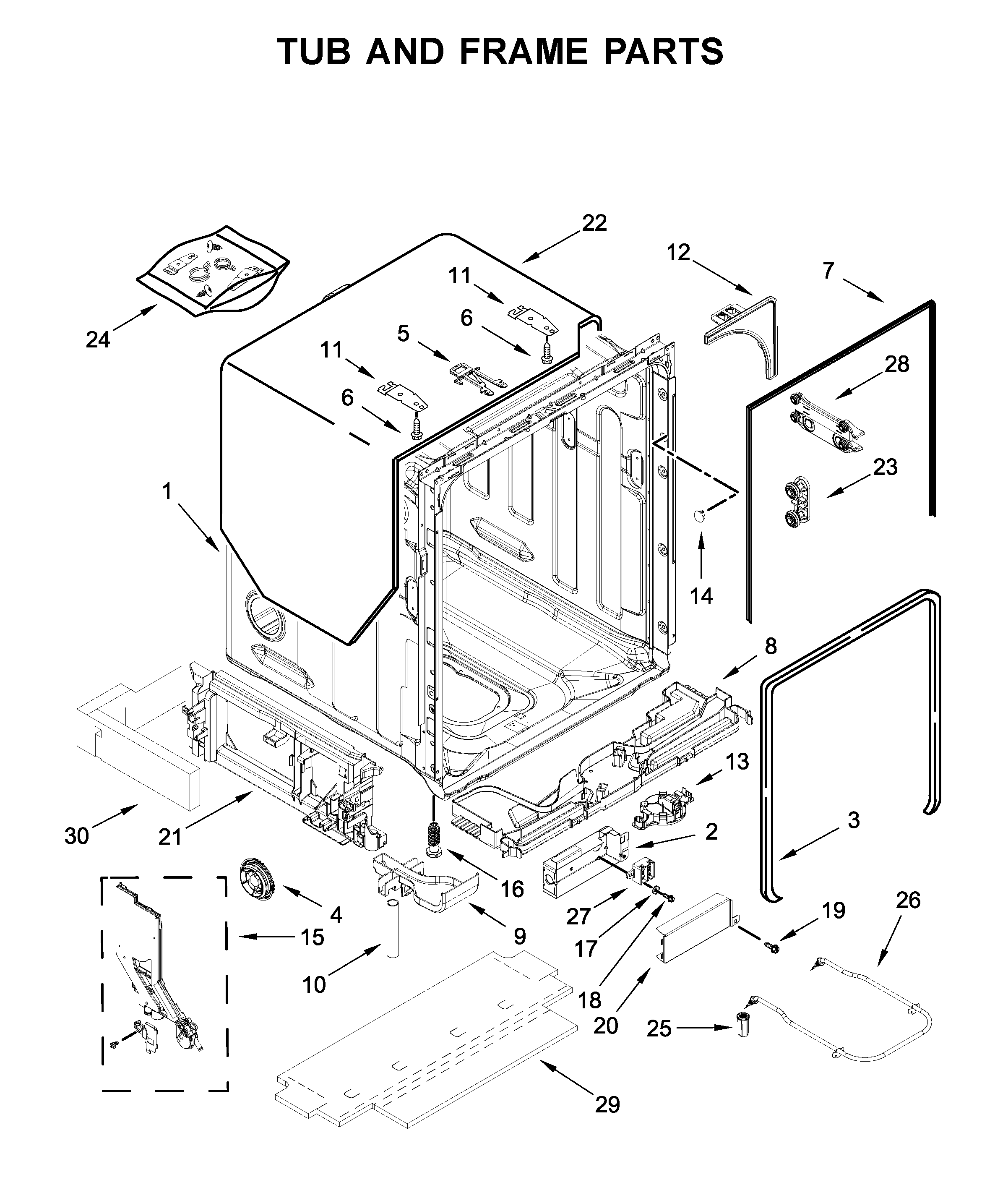 TUB AND FRAME PARTS