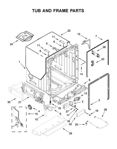 Tub and frame parts