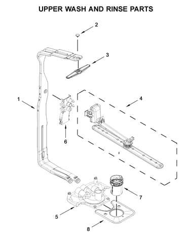Upper wash and rinse parts