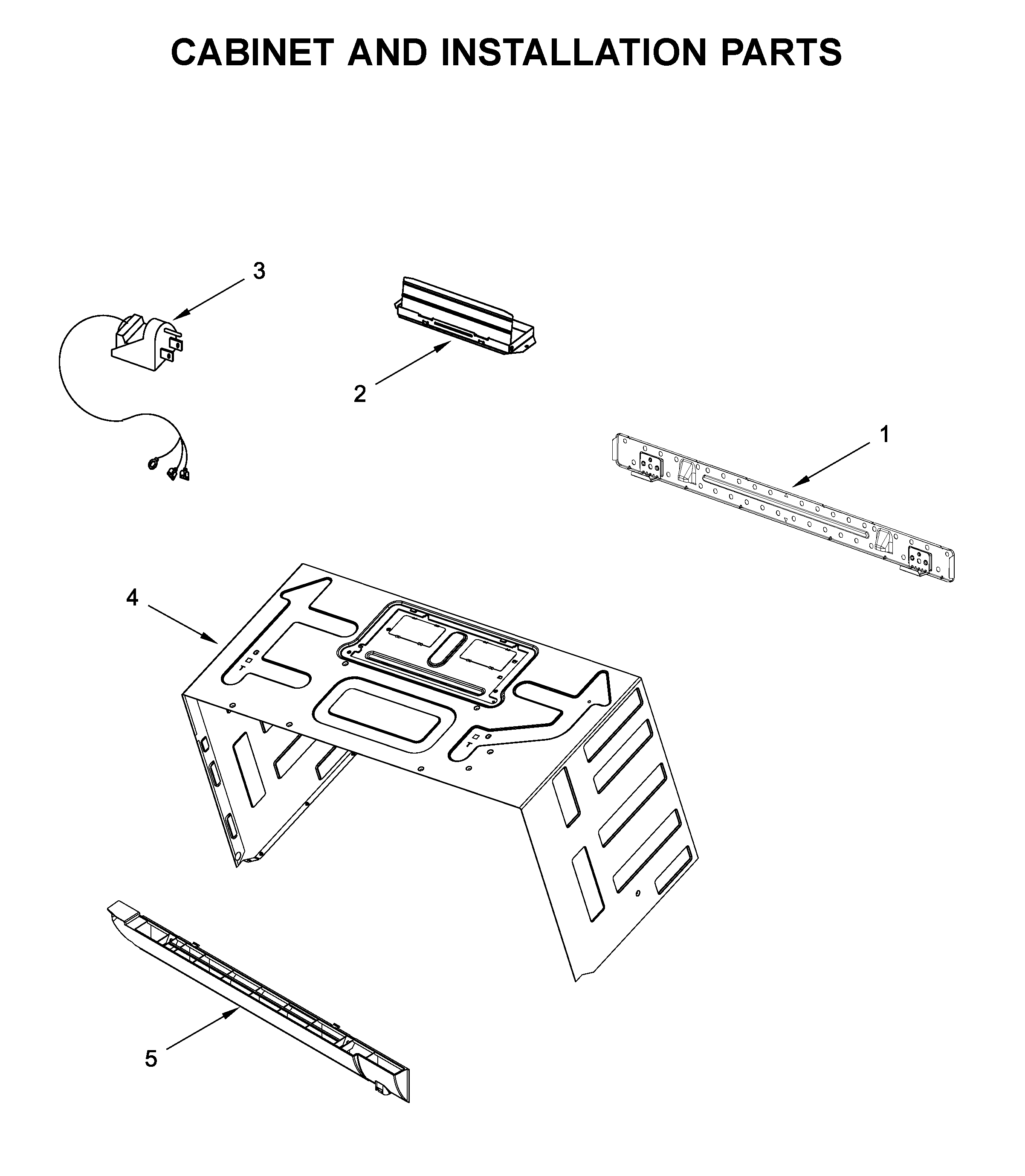 Cabinet and installation parts