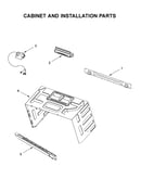 Cabinet and installation parts