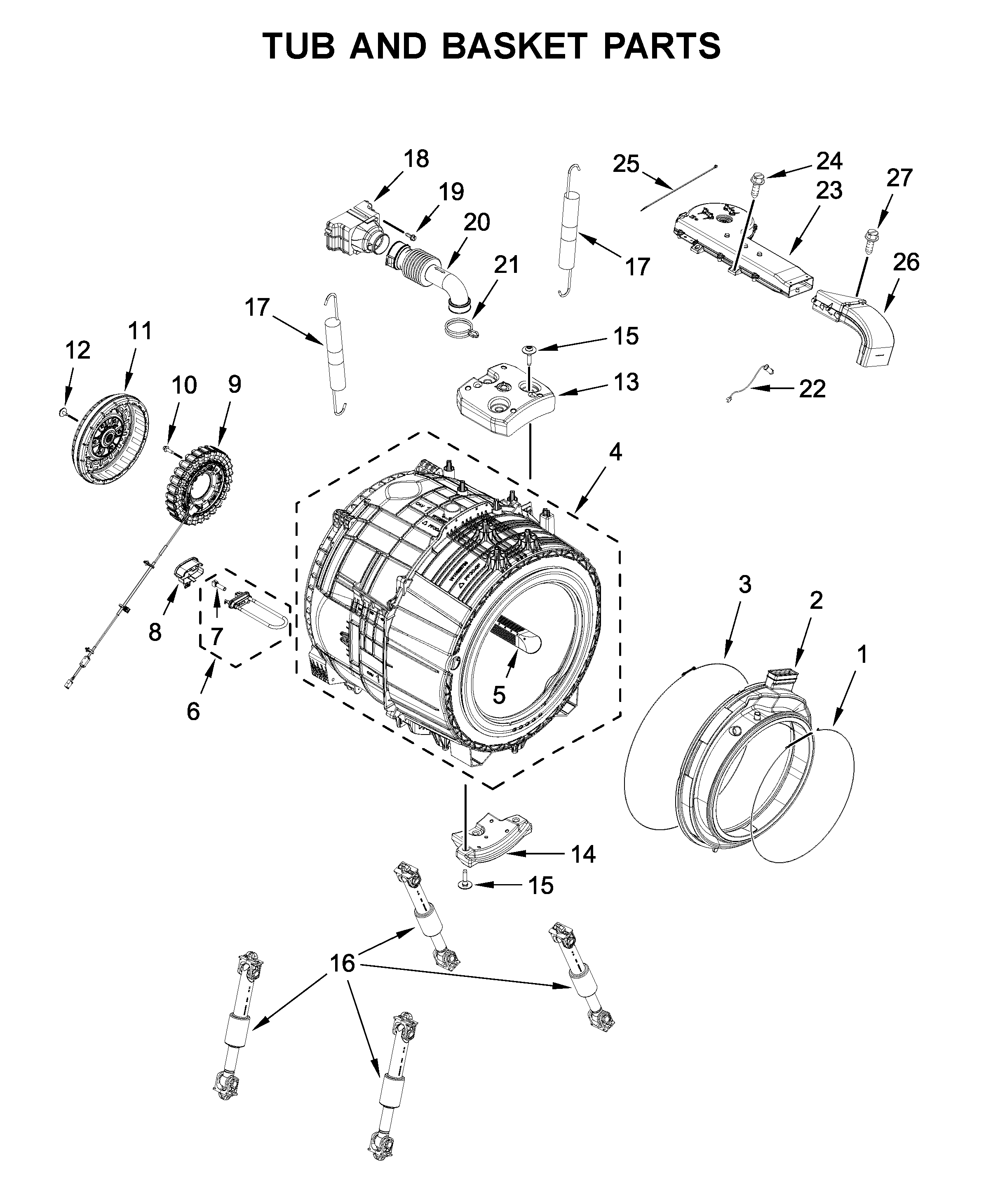 Tub and basket parts