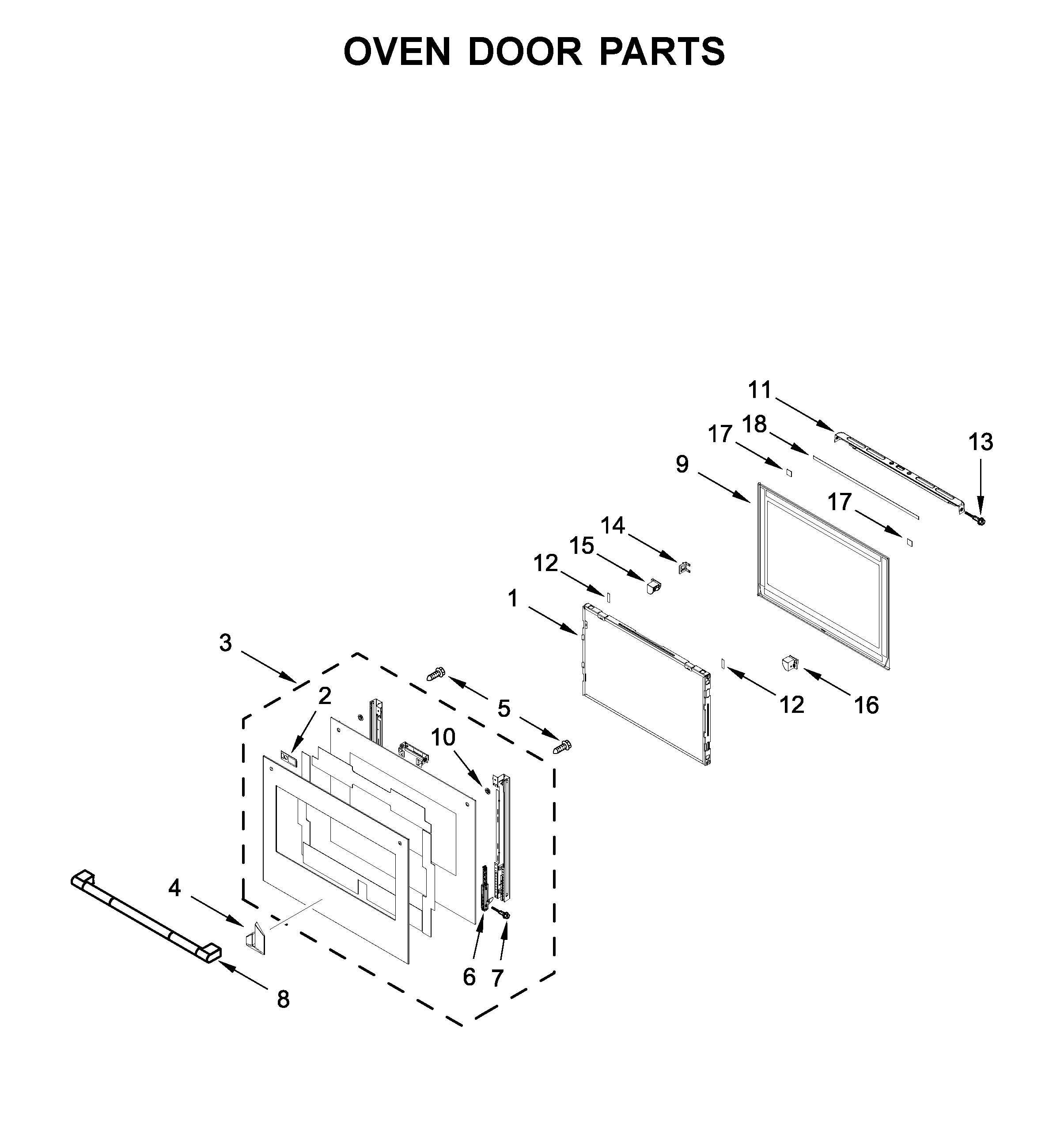 Oven door parts