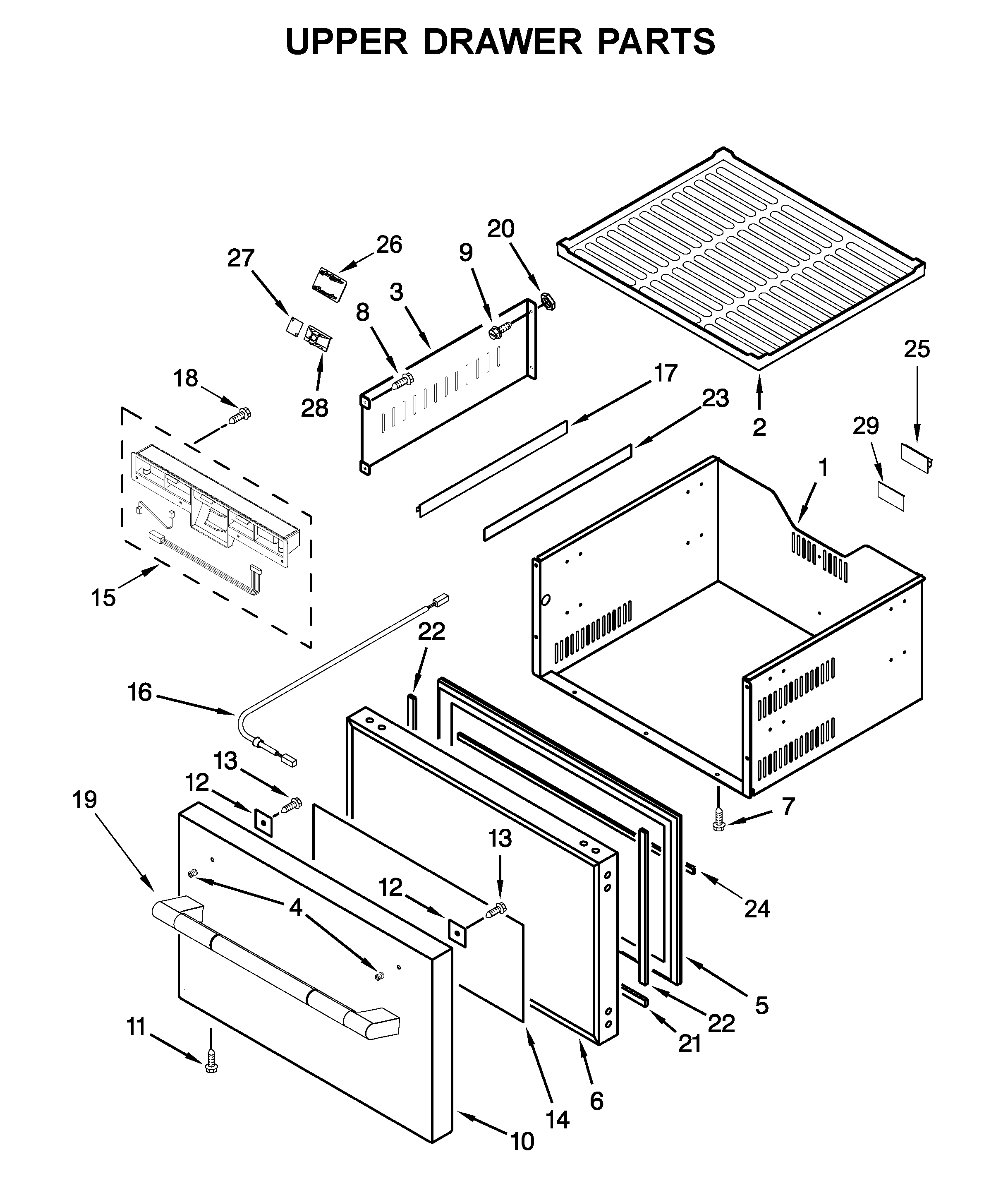Upper drawer parts