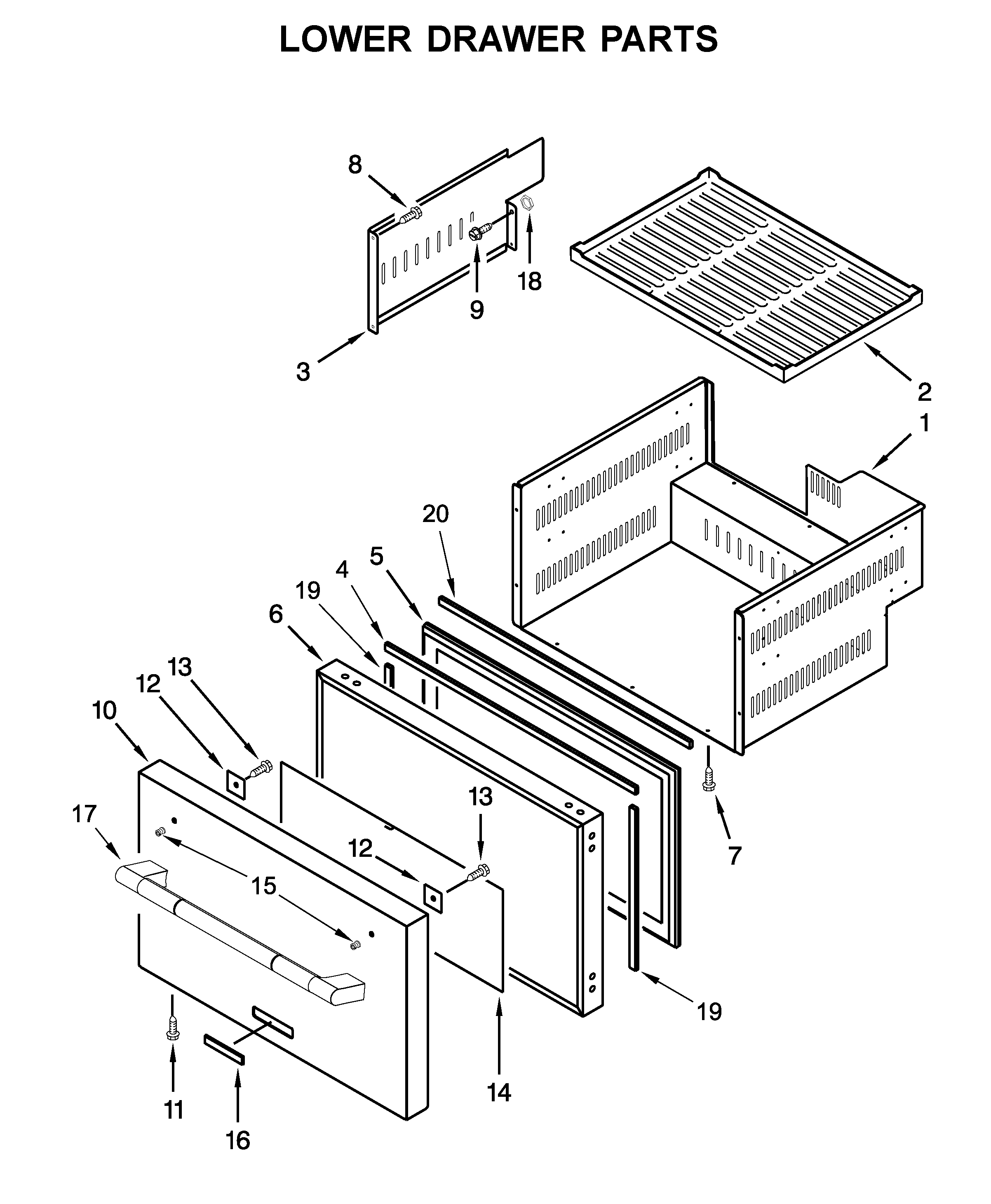 Lower drawer parts