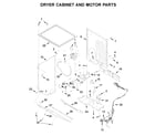 Whirlpool WET4027HW0 dryer cabinet and motor parts diagram