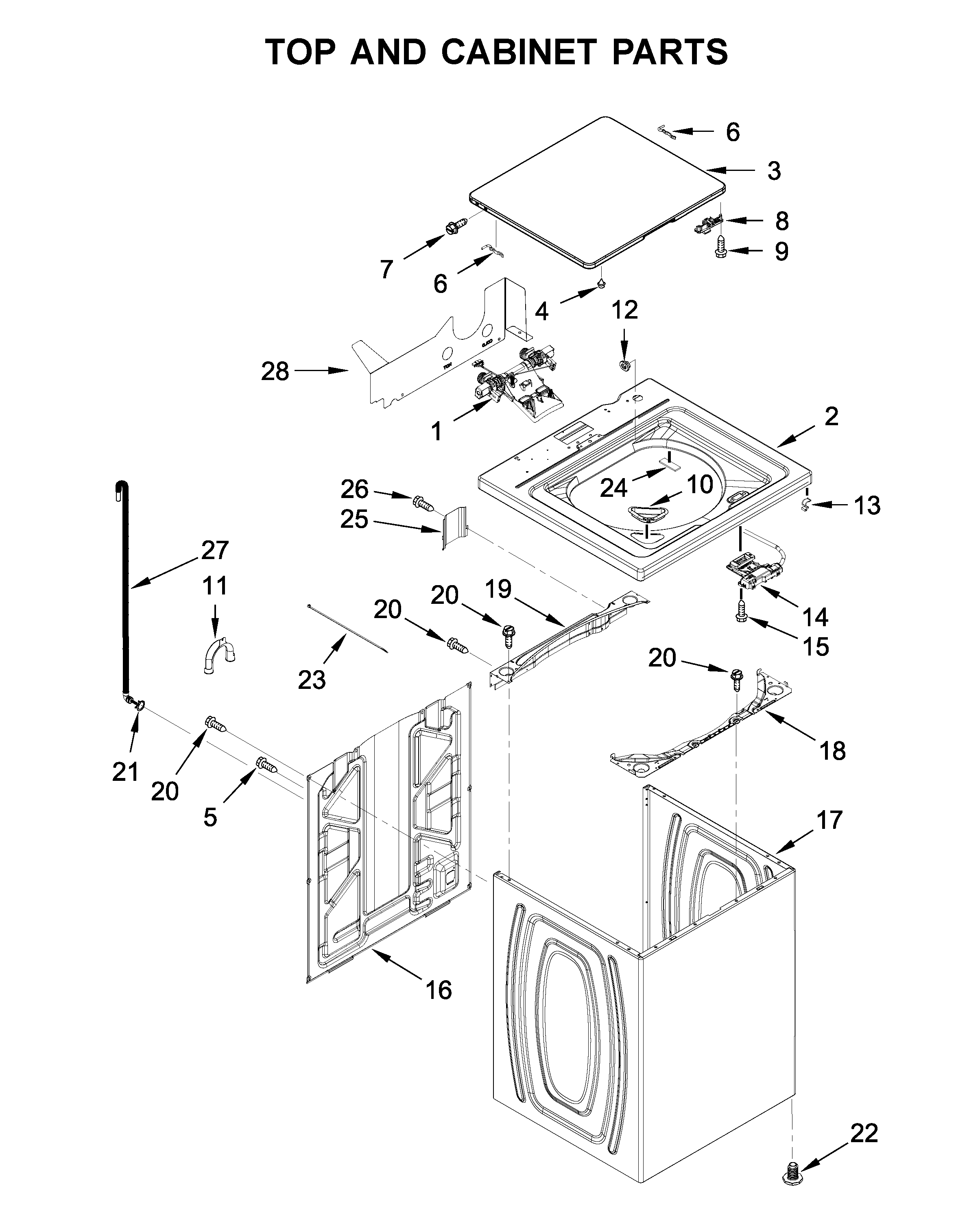 Top and cabinet parts