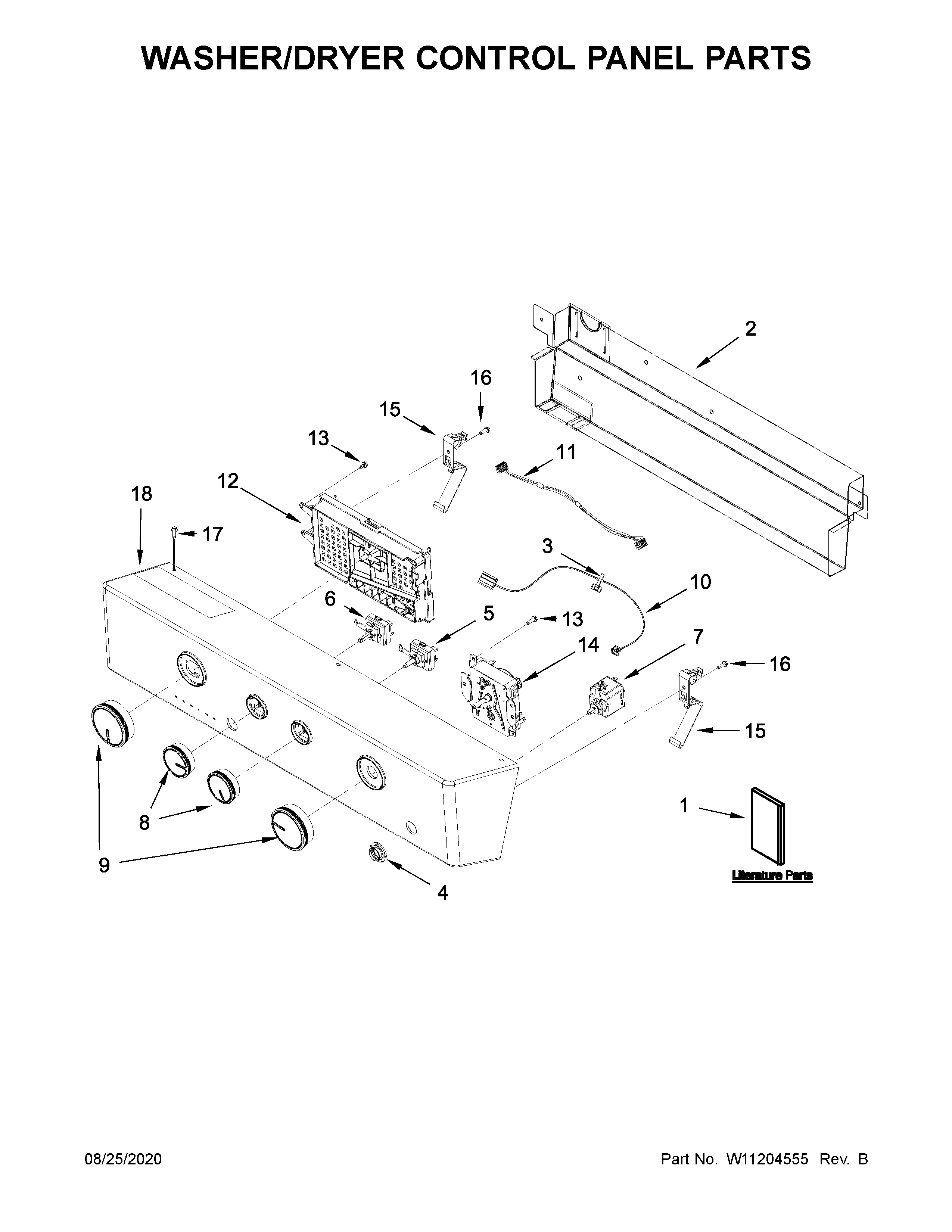 Washer/dryer control panel parts