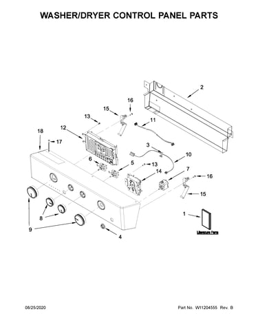 Washer/dryer control panel parts