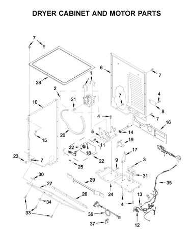 Dryer cabinet and motor parts